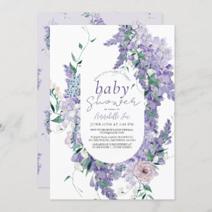 Wisteria Purple Watercolor Virtual Baby Shower Invitation