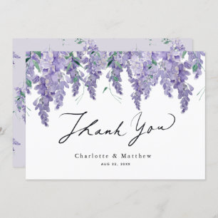 Wisteria Purple Watercolor Wedding Thank You Card
