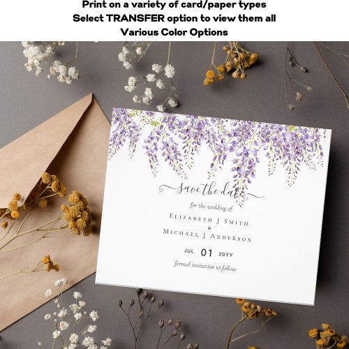 Wisteria Purple Wedding Save Dates BUDGET Flyer