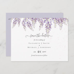 Wisteria Purple Wedding Save Dates Postcard