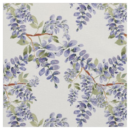 Wisteria repeat pattern linen fabric