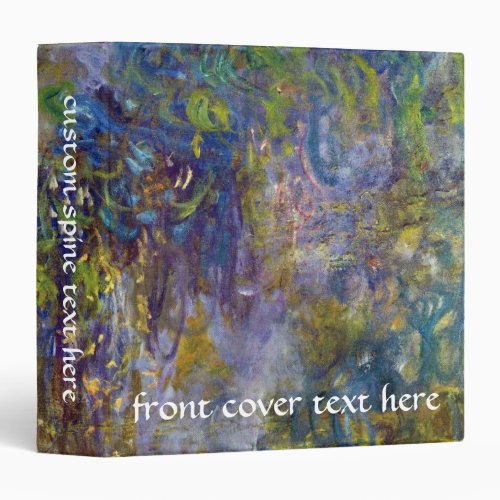 Wisteria right half by Claude Monet 3 Ring Binder