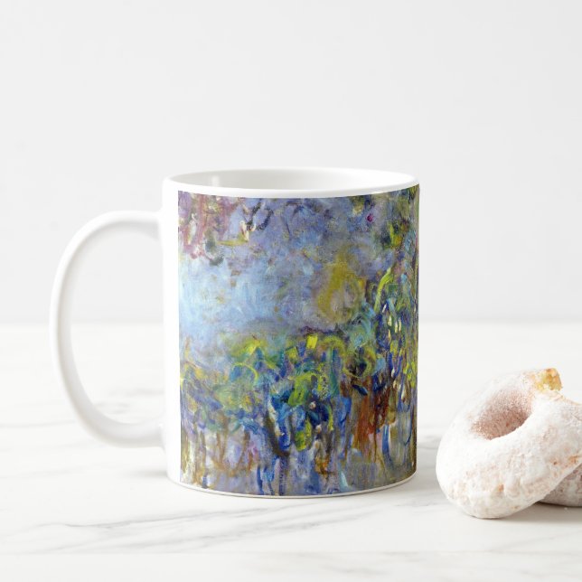 Wisteria (right half) by Claude Monet Coffee Mug (With Donut)