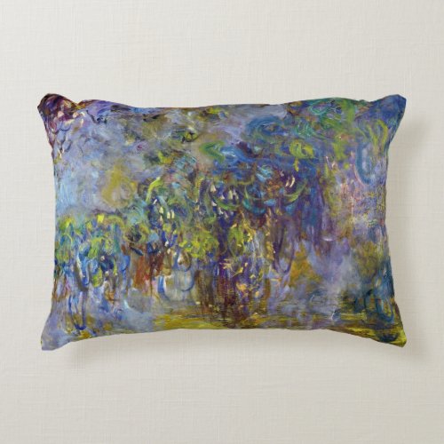 Wisteria right half by Claude Monet Decorative Pillow