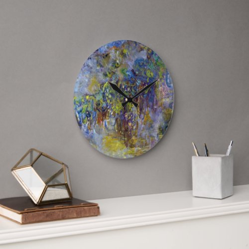 Wisteria right half by Claude Monet Large Clock