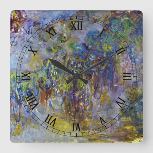 Wisteria right half by Claude Monet Square Wall Clock