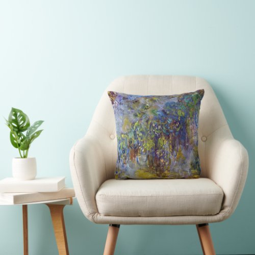 Wisteria right half by Claude Monet Throw Pillow