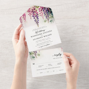 Wisteria Romantic Garden Party Elegant Wedding All In One Invitation