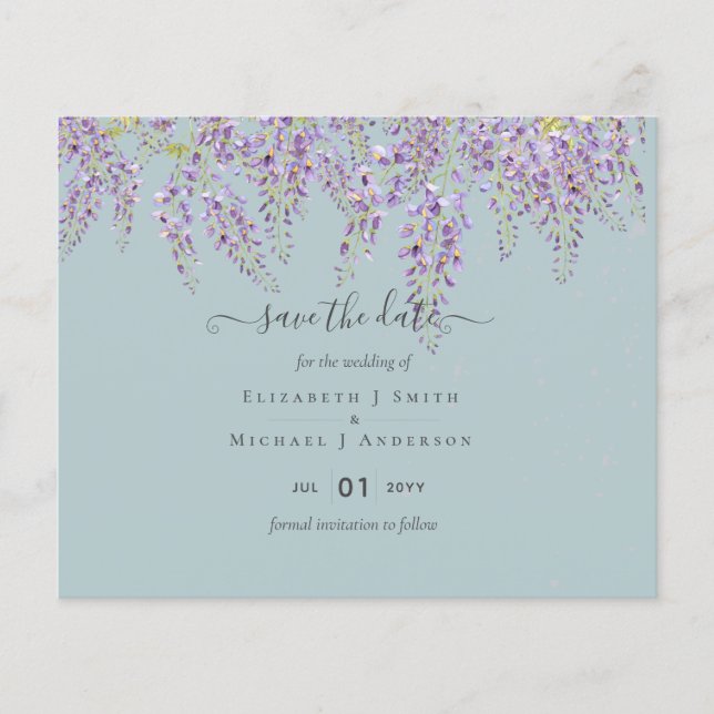 Wisteria Sage Wedding Save Dates BUDGET Flyer (Front)