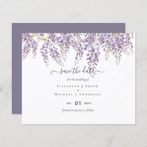 Wisteria Save Dates Dusty Purple Wedding BUDGET