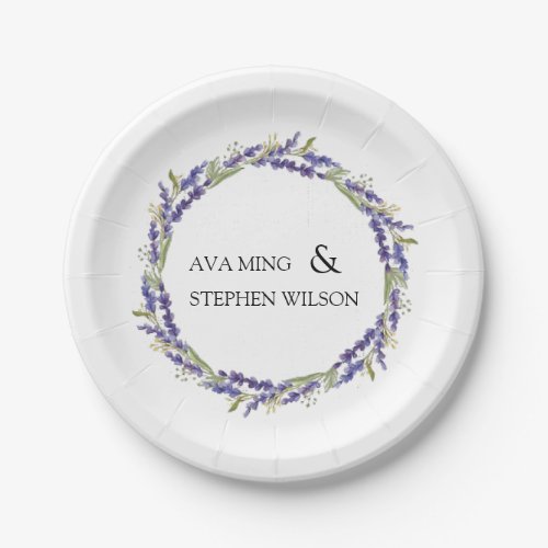Wisteria tree Lavender Monogram Wedding Paper Plates