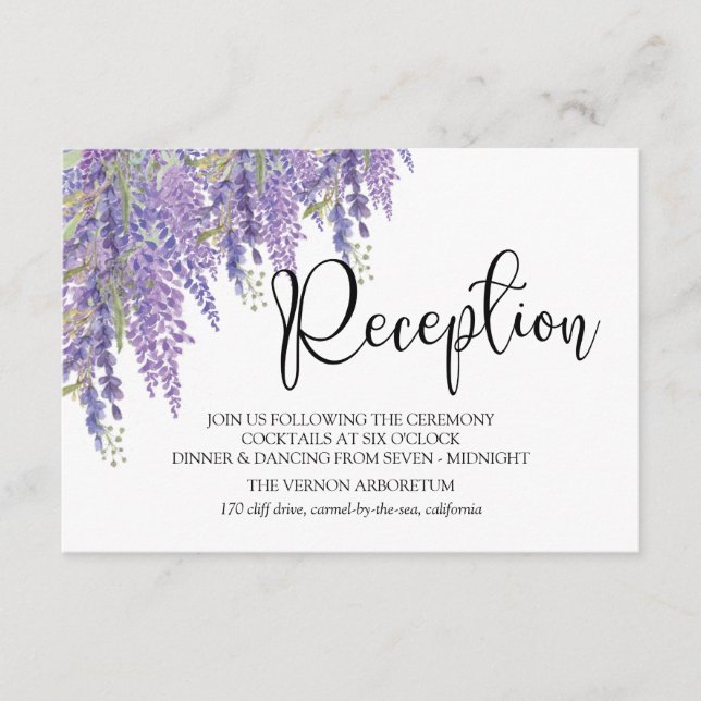 Wisteria tree Pastel Wedding Reception Enclosure Card (Front)