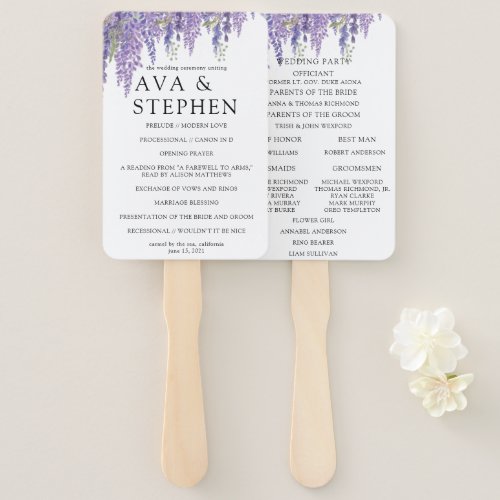 Wisteria tree purple minimal Wedding Program Hand Fan