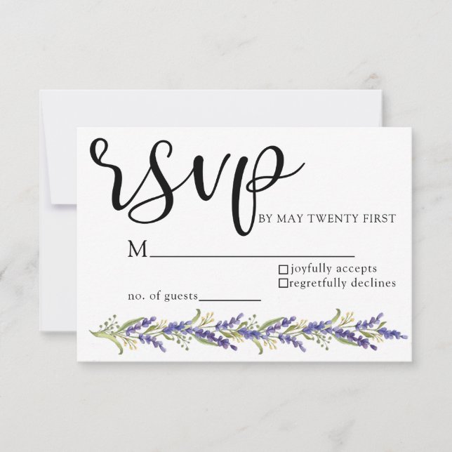 Wisteria tree watercolor purple Wedding RSVP Card (Front)