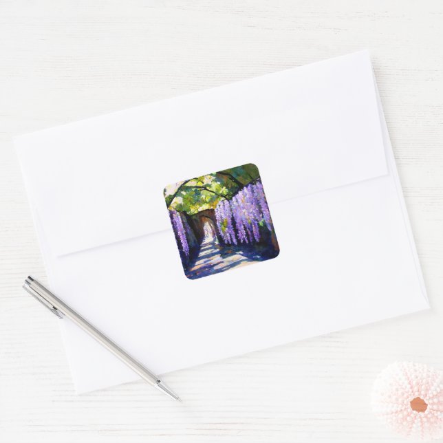 Wisteria tunnel    square sticker (Envelope)