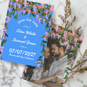 Wisteria Vines Floral Custom Photo Wedding Save The Date
