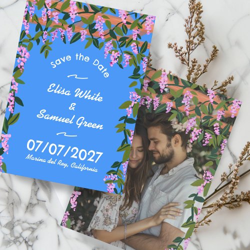 Wisteria Vines Floral Custom Photo Wedding  Save The Date