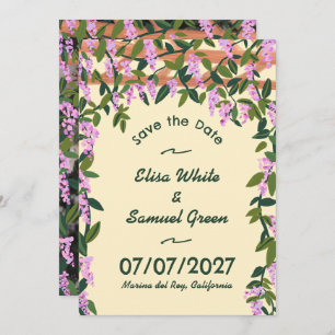 Wisteria Vines Floral Custom Photo Wedding Save The Date