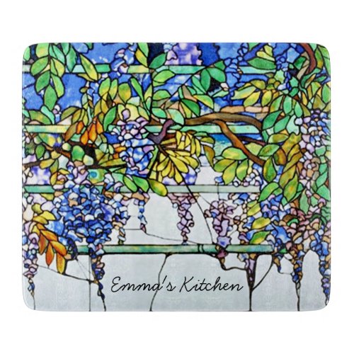 Wisteria Vintage Floral Tiffany Stained Glass Cutting Board