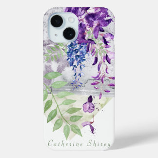 Wisteria Watercolor Art Personalized Phone Case