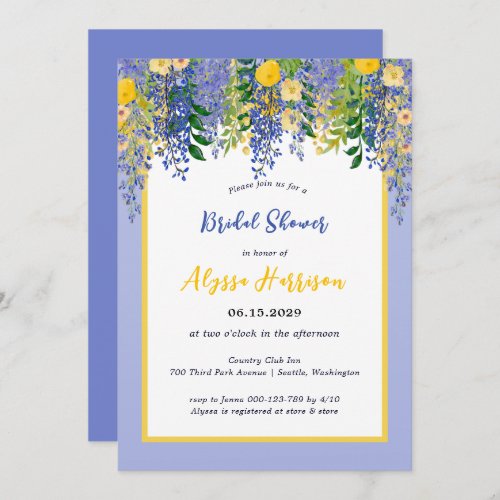 Wisteria Watercolor Floral Bridal Shower Invitation