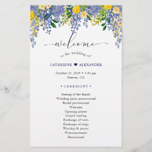Wisteria Watercolor Floral Wedding Program