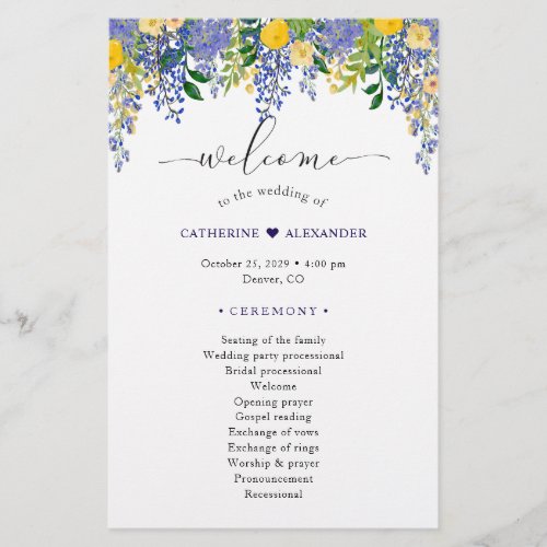 Wisteria Watercolor Floral Wedding Program