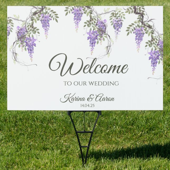 Wisteria Wedding Welcome Sign (Insitu)