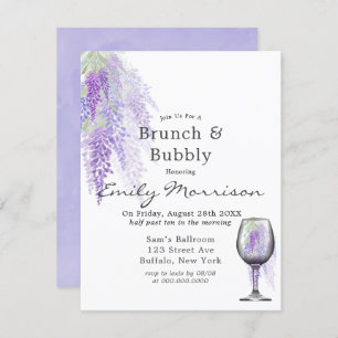 Wisteria Wine Glass Brunch & Bubbly Invitation