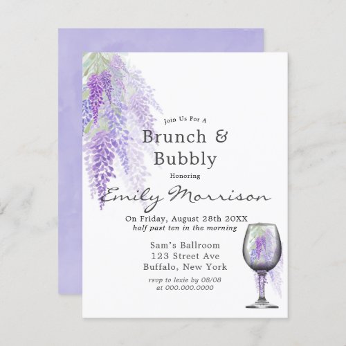 Wisteria Wine Glass Brunch  Bubbly Invitation