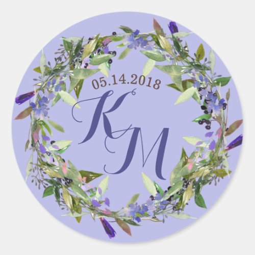 Wisteria Wreath Modern Floral Wedding Label