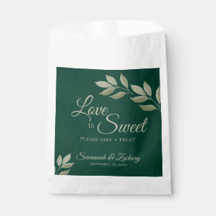 Wistful Emerald & Sage Green Leaves Wedding Favor Bag
