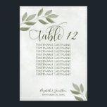 Wistful Green Leaves Wedding Seating Chart Card<br><div class="desc">These elegant and modern wedding table number/seating chart cards feature a rustic and artistic design with wistful hand painted sage green or pale olive colored watercolor leaves on a marbled background. The lettering is done in modern script font and the beautiful foliage and greenery is perfect for adding style and...</div>