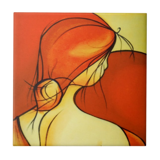 Wistful Lady In Orange Tile (Front)