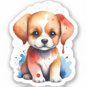 Wistful Watercolor Puppy Sticker