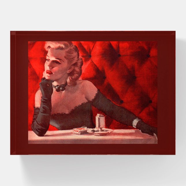 wistful woman paperweight (Front)