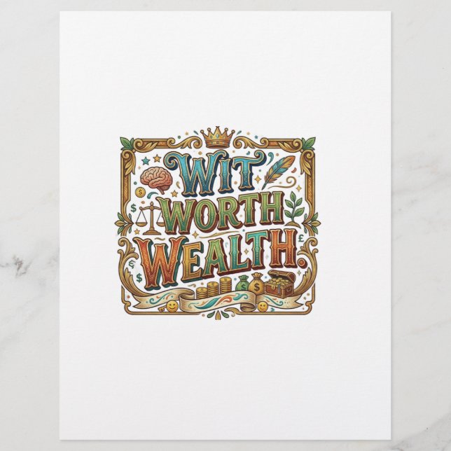 Wit Worth Wealth – Clever Quote Typography Letterhead (Front)