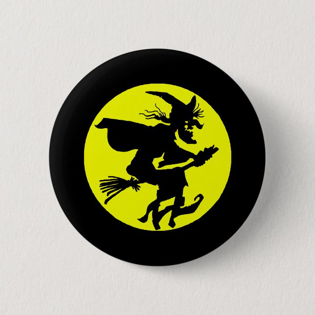 Witch against full moon button (Front)