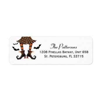 Witch And Bats Whimsical Halloween Label by DP_Holidays at Zazzle