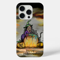 Witch and black Cat, Happy Halloween!