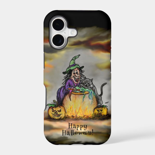 Witch and black Cat, Happy Halloween! Case-Mate iPhone Case (Back)