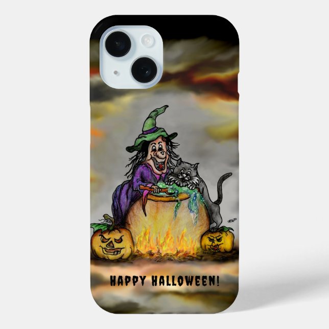 Witch and black Cat, Happy Halloween! Case-Mate iPhone Case (Back)
