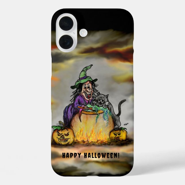 Witch and black Cat, Happy Halloween! Case-Mate iPhone Case (Back)