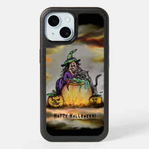 Witch and black Cat, Happy Halloween! iPhone 15 Case