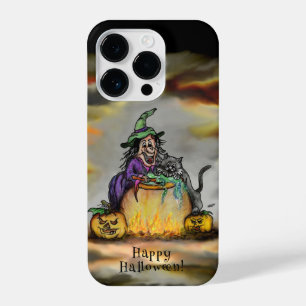 Witch and black Cat, Happy Halloween! iPhone 14 Pro Case