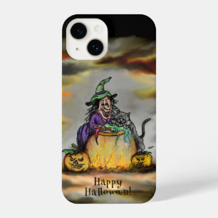 Witch and black Cat, Happy Halloween! iPhone 14 Case