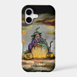 Witch and black Cat, Happy Halloween! iPhone 17 Case