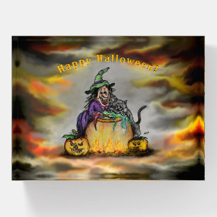 Witch and black Cat, Happy Halloween! Paperweight