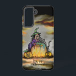 Witch and black Cat, Happy Halloween! Samsung Galaxy S21 Case<br><div class="desc">Happy Halloween with Witch,  black Cat and Pumpkin ,  Colored Pencil Drawing for Kids by Krisi ArtKSZP ~ More Products >>> In Shop ArtKSZP >>> Halloween >>> Happy Halloween !</div>