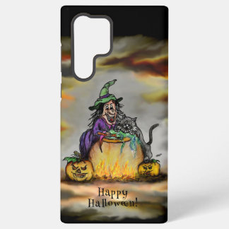 Witch and black Cat, Happy Halloween! Samsung Galaxy S22 Ultra Case